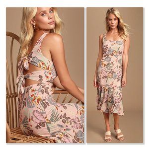 Lulus Island Sun Blush Tropical Print Tie-Back